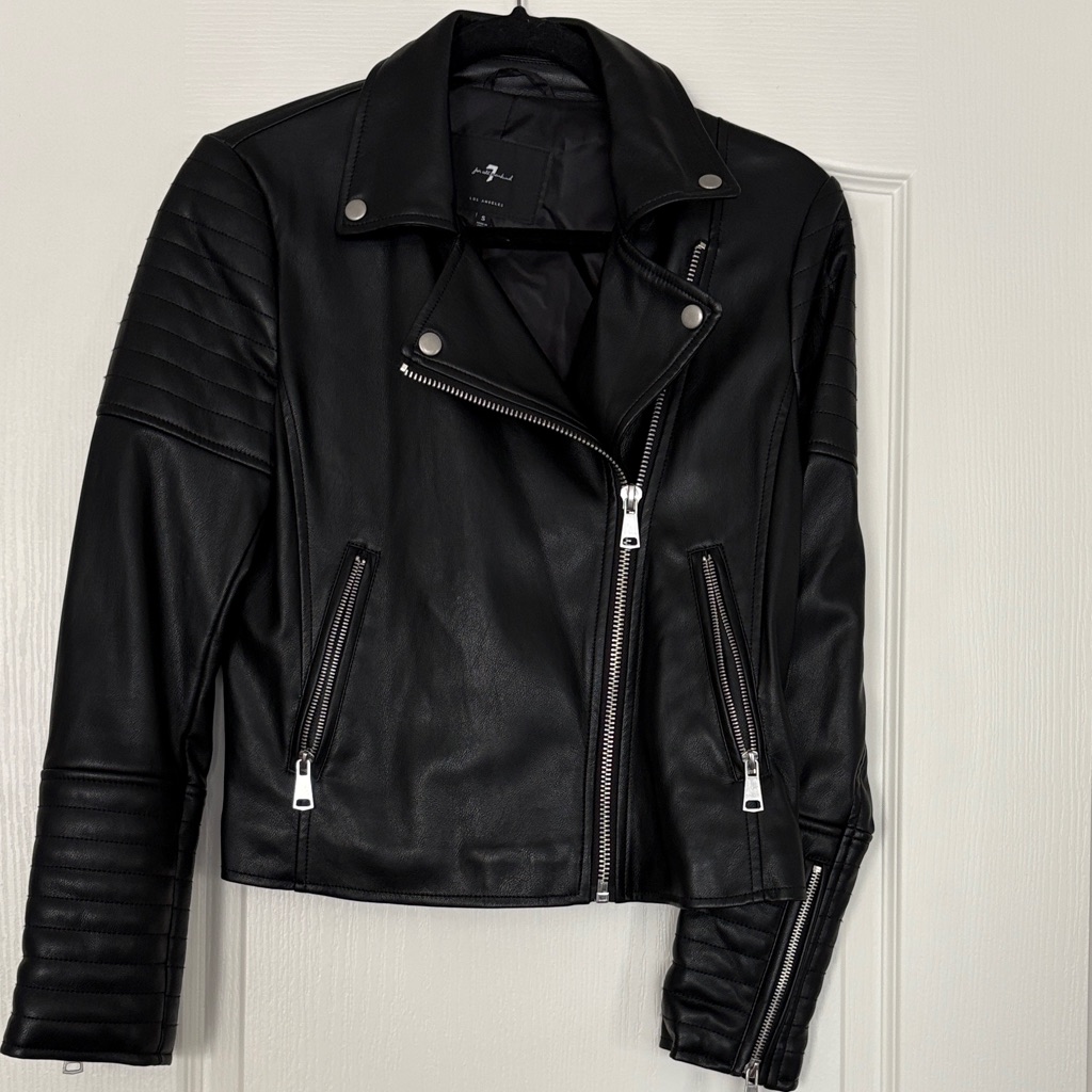 7 For All Mankind Black Moto Jacket